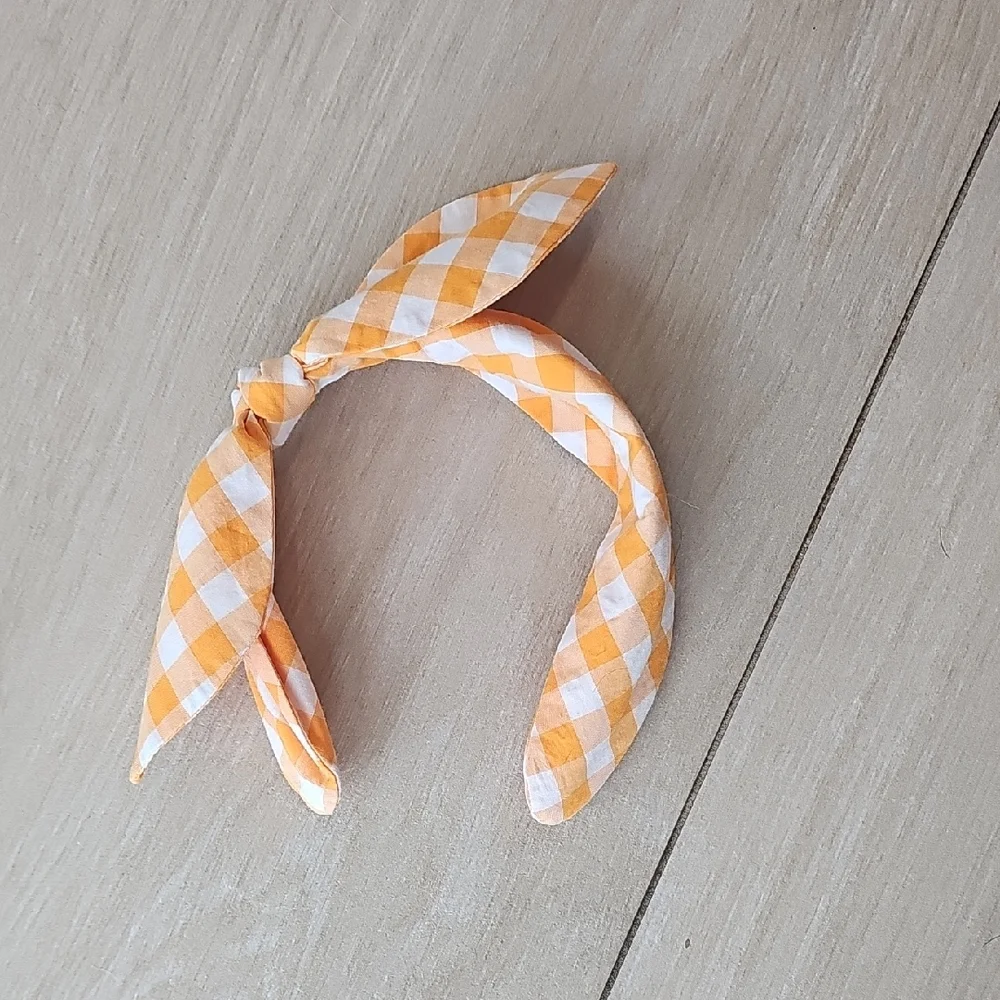 Janie And Jack Orange Checkered Kids Headband